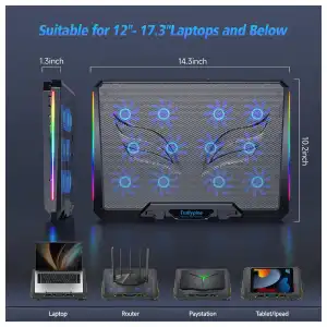 Base Enfriadora Trullypine para Laptop 14" – 12 Ventiladores, Ultra Silenciosa, USB, Diseño Ergonómico miniatura 4